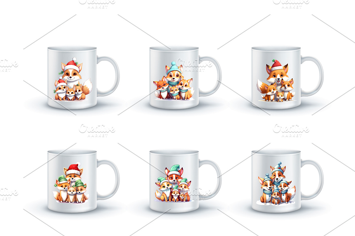 Cute Foxs With Christmas Santa Hat., an Animal Illustration by KENO Mascots (Photo 3 of 5)