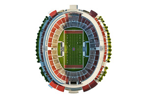 Aerial view of modern stadium, an Object Illustration by Ylivdesign