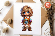 Stylish cartoon hippie girl. Clipart, an Animal Illustration by KENO Mascots (Thumbnail 8 of 10)