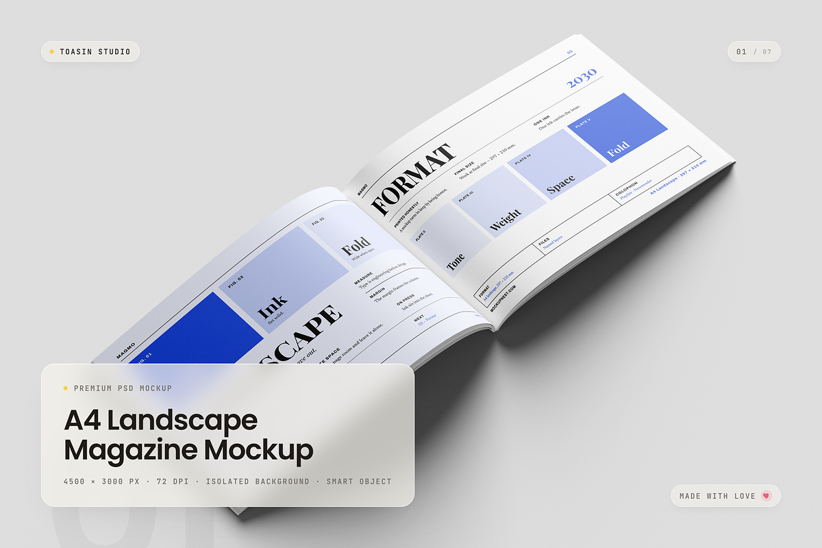 A4 Landscape Magazine Mockup, a Books & Magazine Mockup by Toasin Studio (Photo 1 of 7)