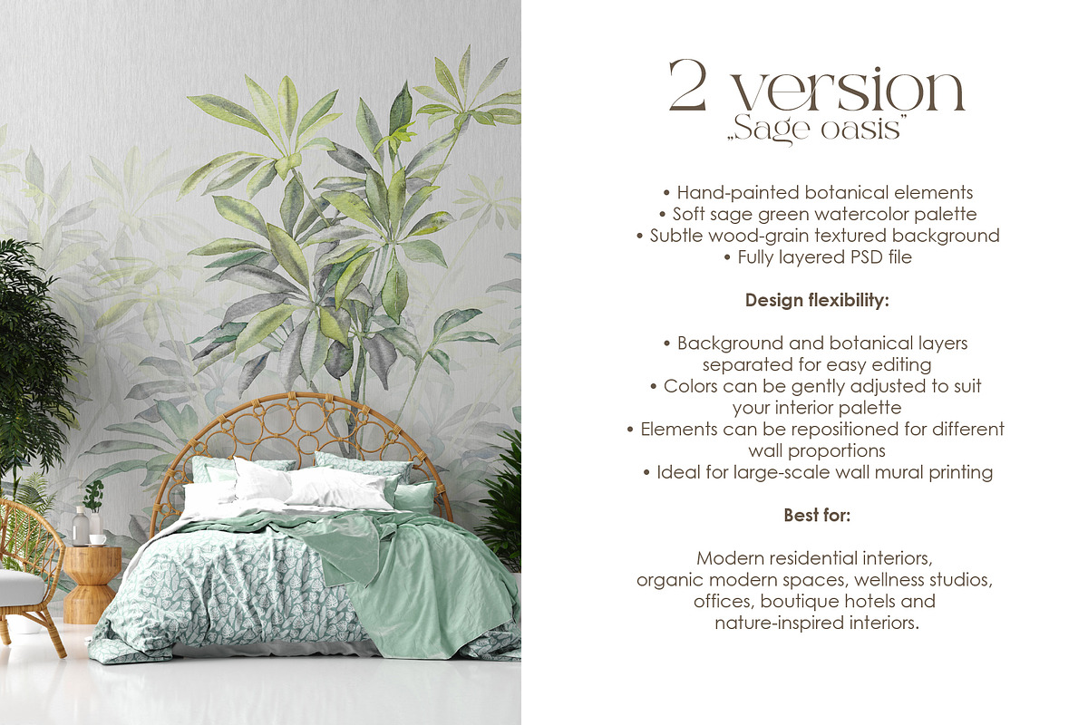 Garden Retreat botanical wall mural, a Wallpaper Graphic by Timofi Art (Photo 8 of 15)