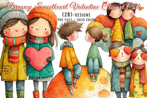 Dreamy Sweetheart Valentine Clipart, an Illustration by CreationArt