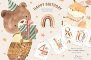 HAPPY BIRTHDAY. Watercolor, an Animal Illustration by OlliArtDesign (Thumbnail 1 of 14)