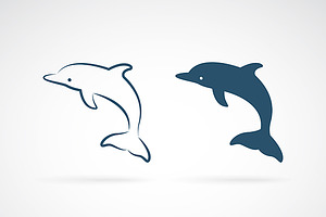 Vector Of Dolphin Design. Wild Anim