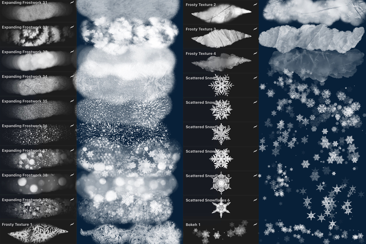 112 Winter Chill Procreate Brushes, a Brush Add-On by OlgaRom (Photo 6 of 12)
