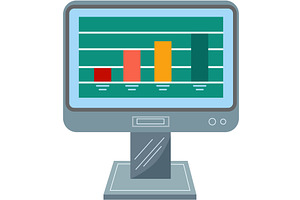 Computer with graph chart statistic, a Technology Illustration by vectorpointstudio