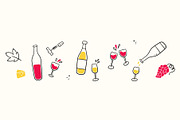 Hand Drawn Wine Bottles and Glasses, an Object Graphic by Elena Pimukova (Thumbnail 2 of 10)