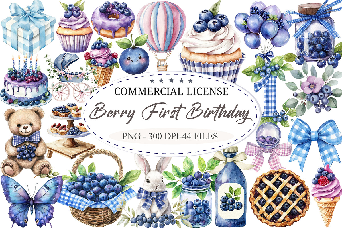 Watercolor Berry First Birthday, a Seasonal Illustration by designcity5 (Photo 1 of 5)