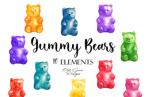 Watercolor Gummy Bear Clipart