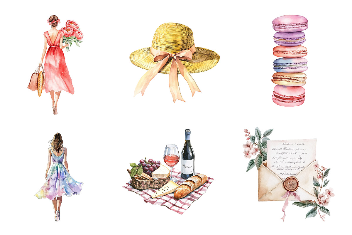 Parisian Summer Clipart, an Illustration by CreationArt (Photo 3 of 5)