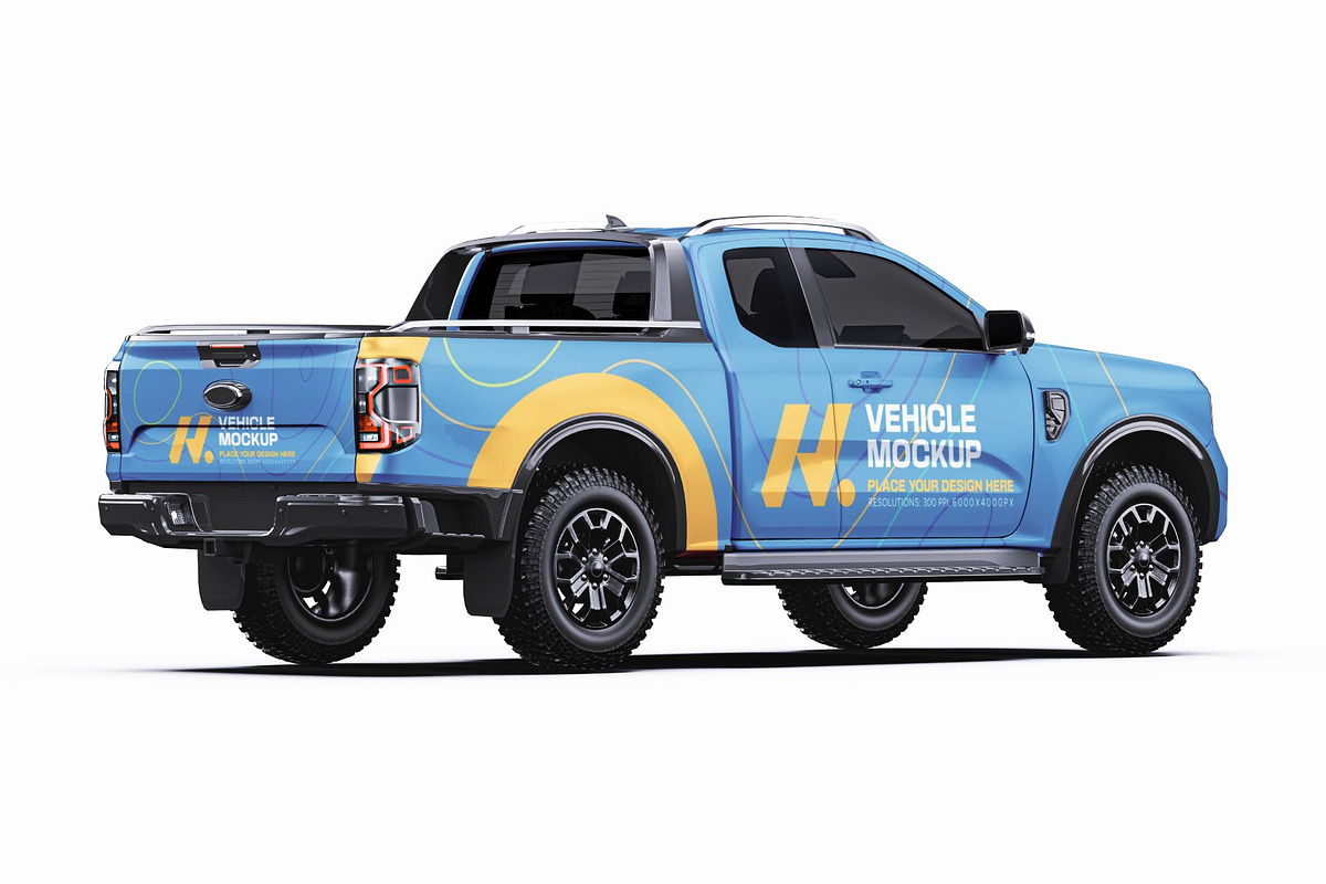 Super Cab 4x4 Pickup Wrap Mockup Set, a Product Mockup by Halal Graphic Studio (Photo 7 of 15)