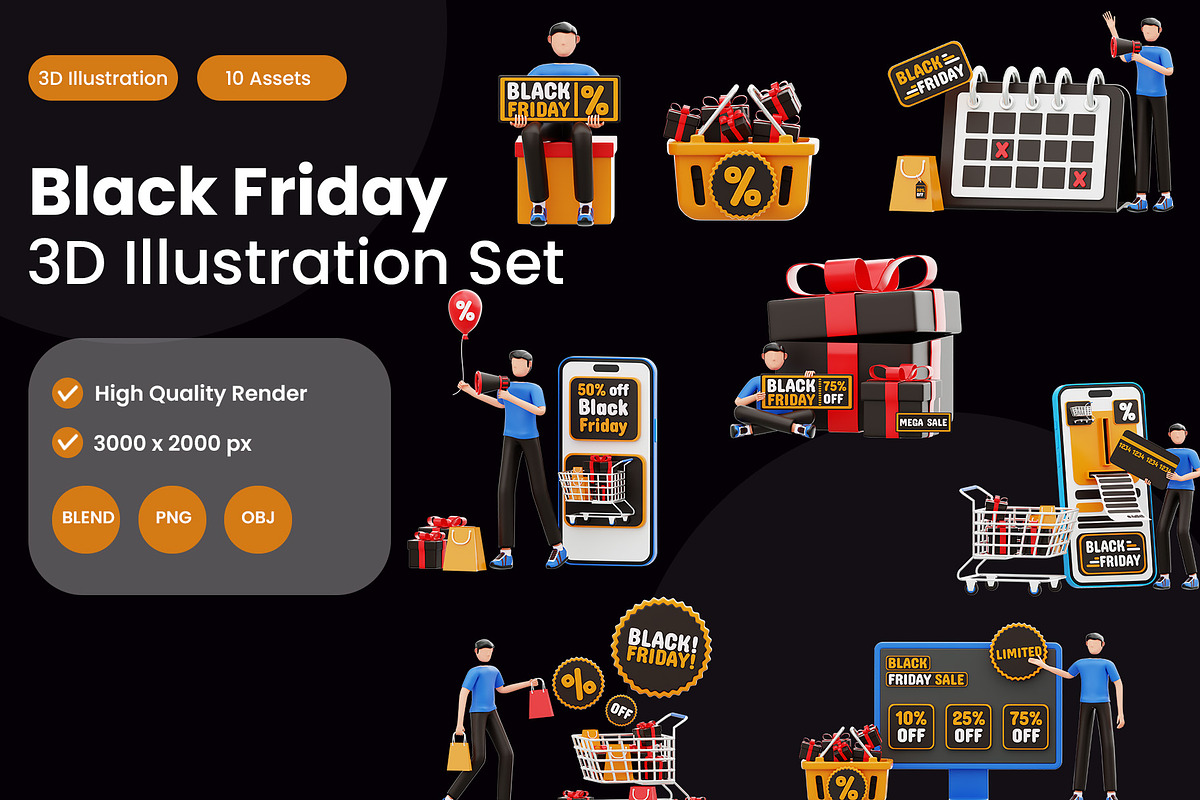 Black Friday 3D Illustration Pack, a 3D by novia99design (Photo 1 of 6)
