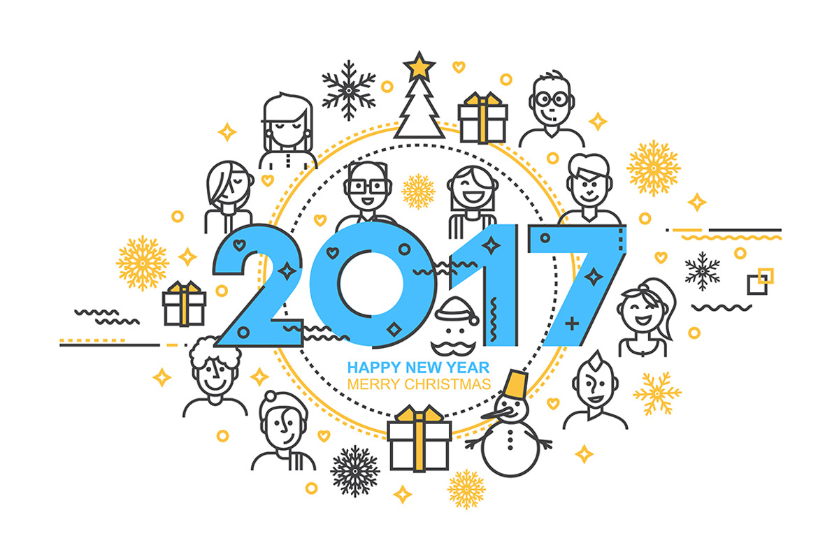 2017 Happy New Year trendy card, a Background Graphic by GalaStudio