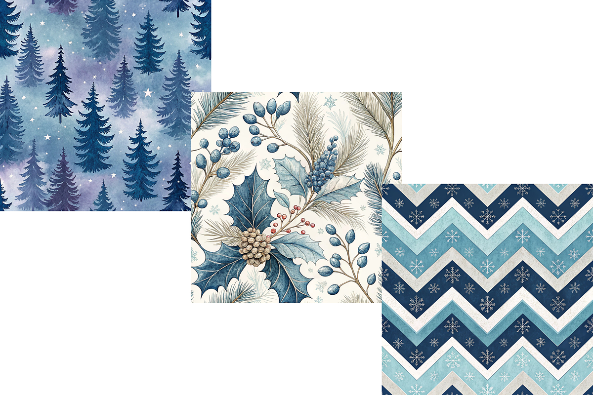 Elegant Winter Holiday Pattern Set