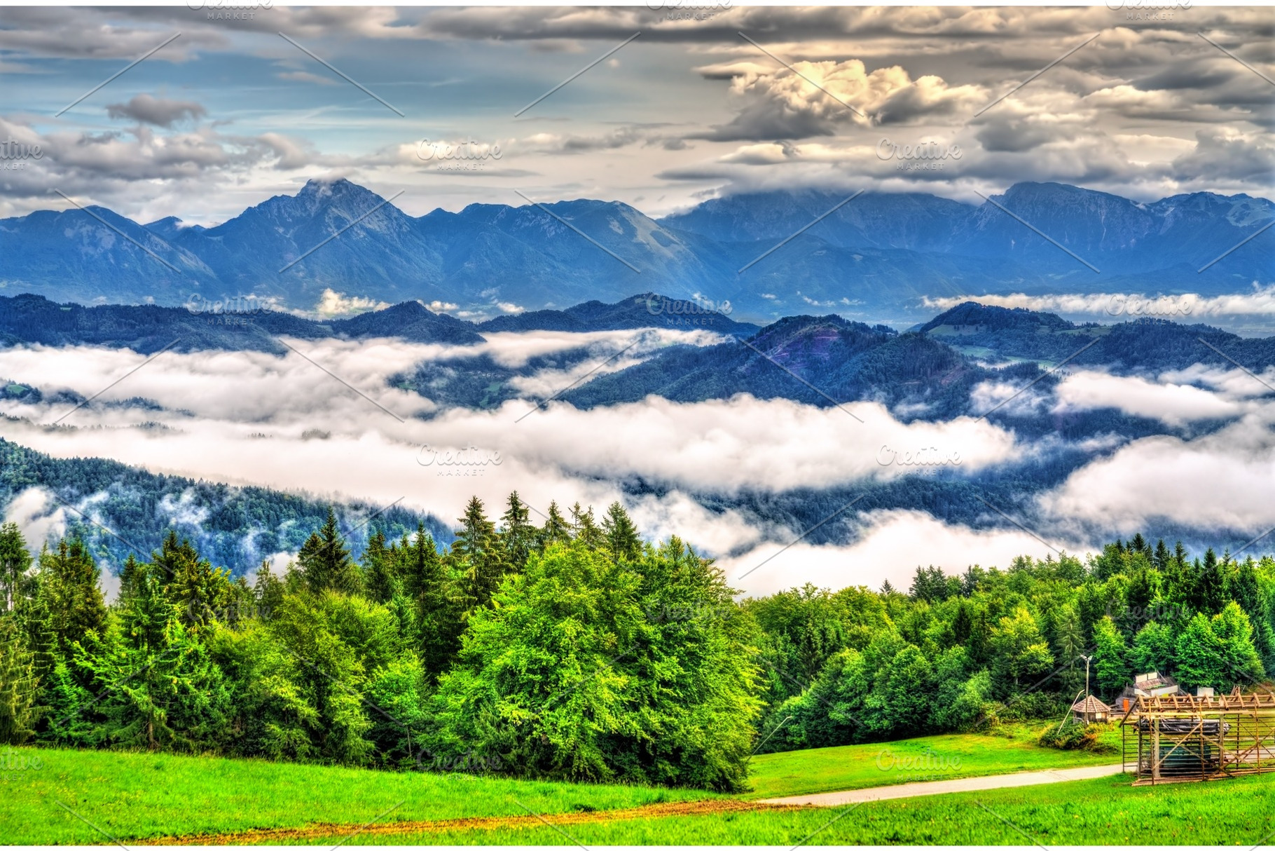 Landscape of the julian alps in stock photo containing slovenia and mountain, a Nature Photo by Leonid Andronov