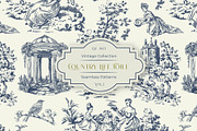 Country Life Toile De Jouy Patterns, a Pattern Graphic by AnnArt (Thumbnail 1 of 10)