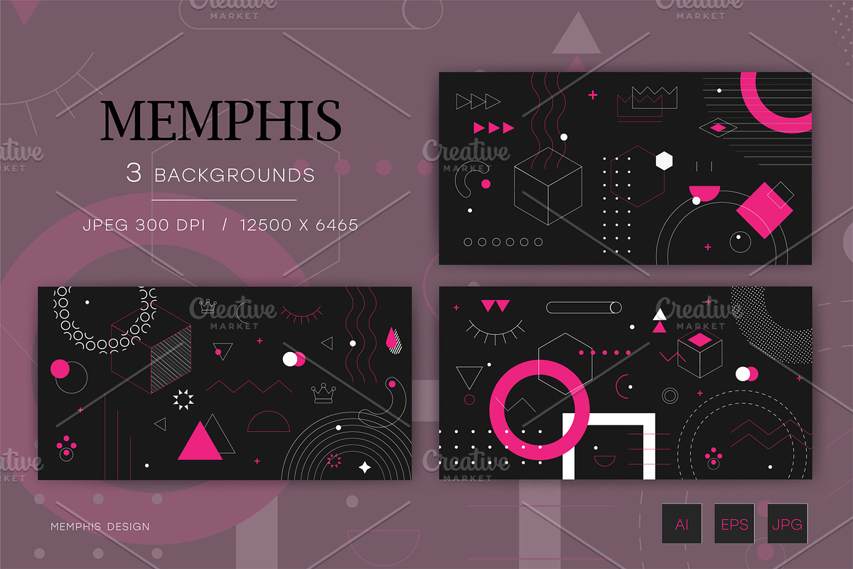 Memphis backgrounds. White and Red., a Decorative Illustration by KENO Mascots (Photo 2 of 5)