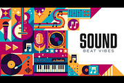 Music sound mosaic banner, a Decorative Illustration by Vector Tradition (Thumbnail 3 of 3)