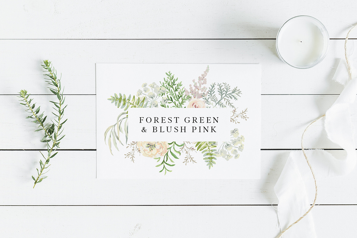 Forest Green & Blush Pink, an Object Illustration by OJardin (Photo 5 of 9)