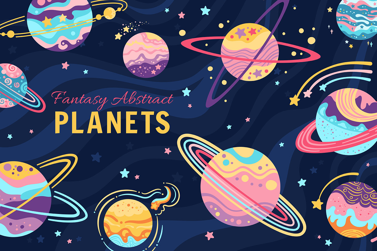 Fantasy planets cartoon illustration, a Decorative Illustration by Neliakott ♥ (Photo 1 of 8)