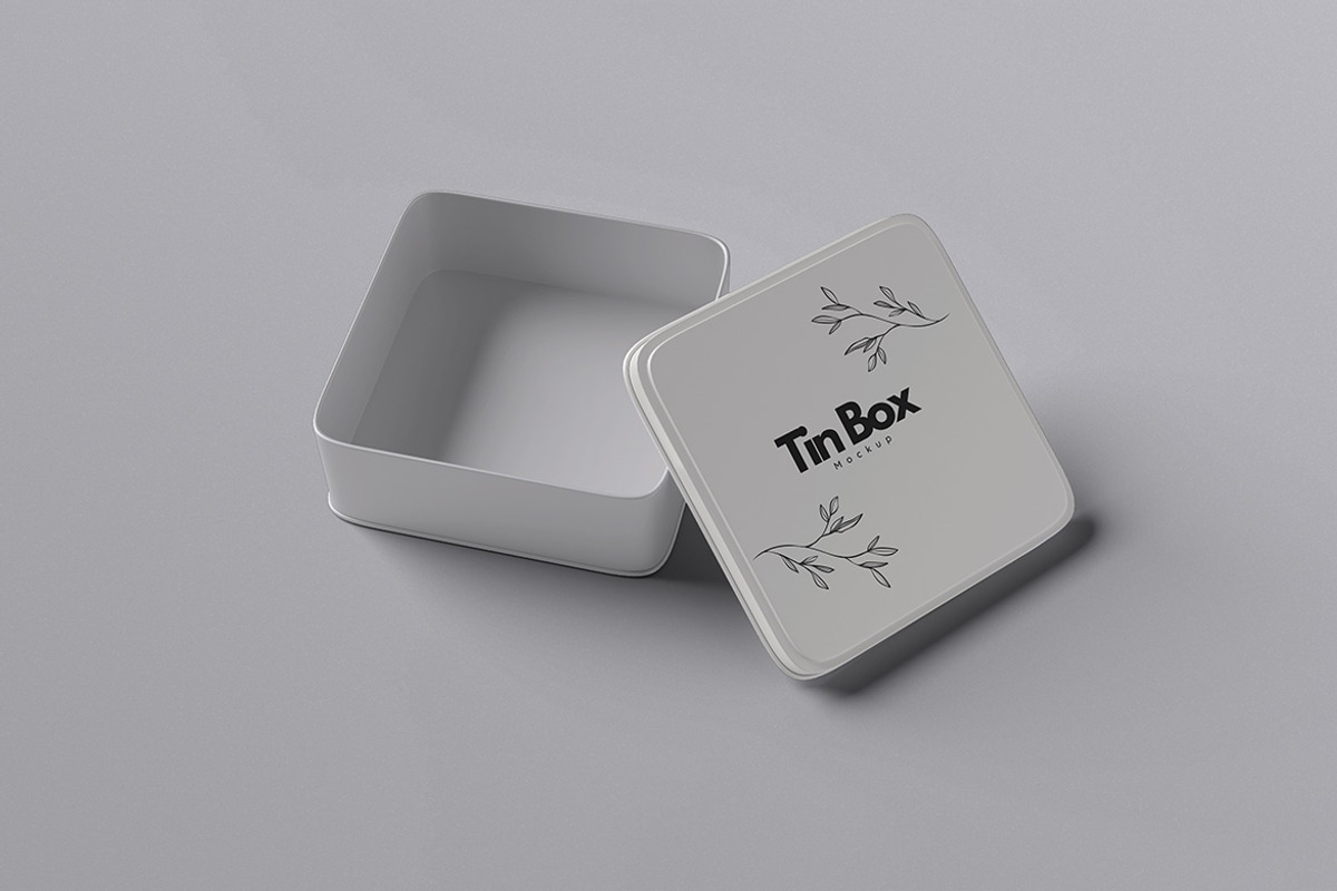 Square Tin Box Mockup, a Product Mockup by xavier_studio (Photo 2 of 5)