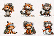 Funny Cartoon Cat Christmas Clipart, a Seasonal Illustration by CreationArt (Thumbnail 3 of 7)