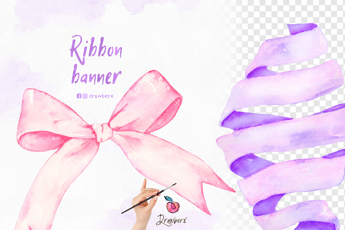 Watercolor Banner pink purple 094, a Graphic by Drawberx (Photo 2 of 6)