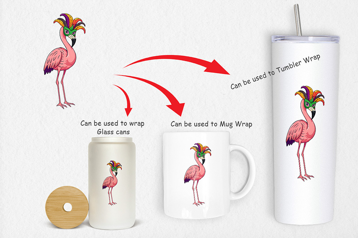 Flamingo Mardi Gras Clipart, a Graphic by Artnoy (Photo 4 of 5)