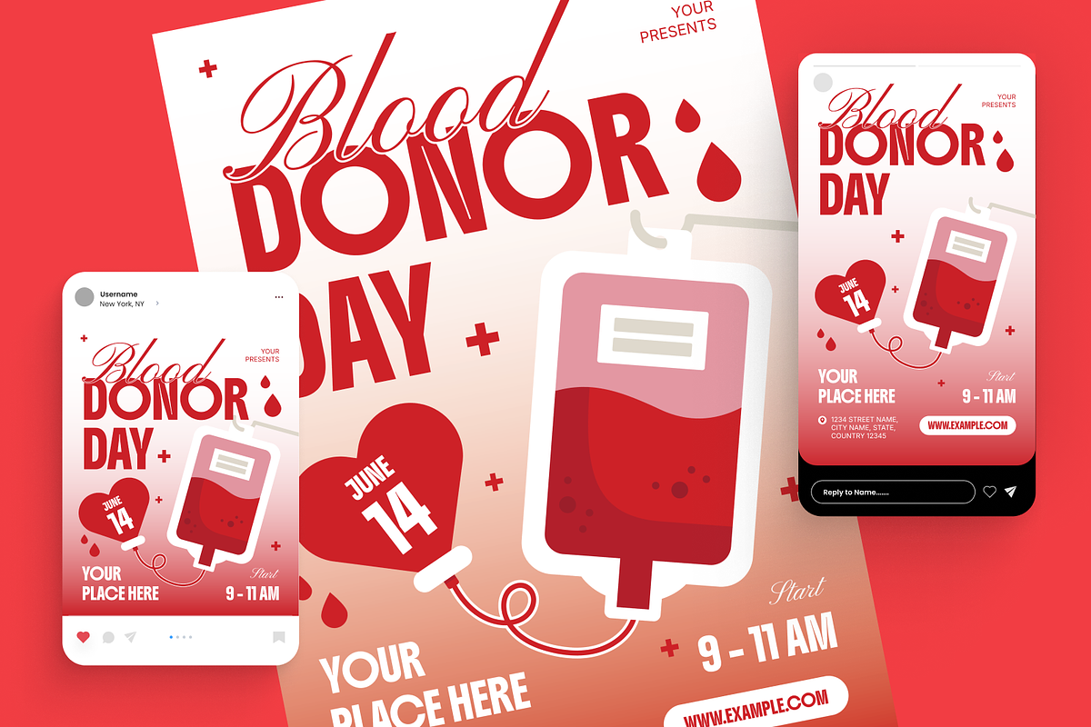 World Blood Donor Day Flyer Set, a Flyer Template by Annora Studio (Photo 2 of 6)