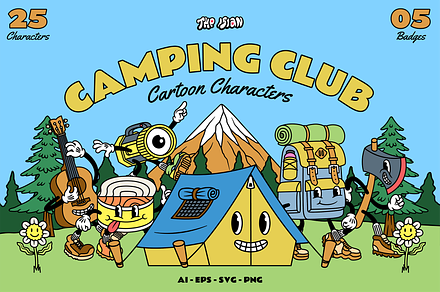 Camping Club Cartoon Characters