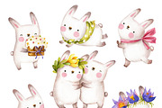 Easter bunnies. Watercolor set., an Illustration by babenkoirusa (Thumbnail 2 of 16)