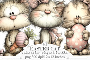 Whimsical Easter Cats Clipart, an Illustration by Designking (Thumbnail 1 of 5)
