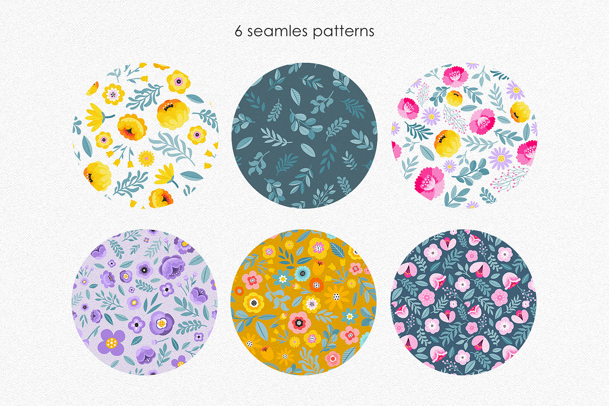 Vivid flowers clipart. Vector set., a Background Graphic by ElenKoss (Photo 3 of 11)