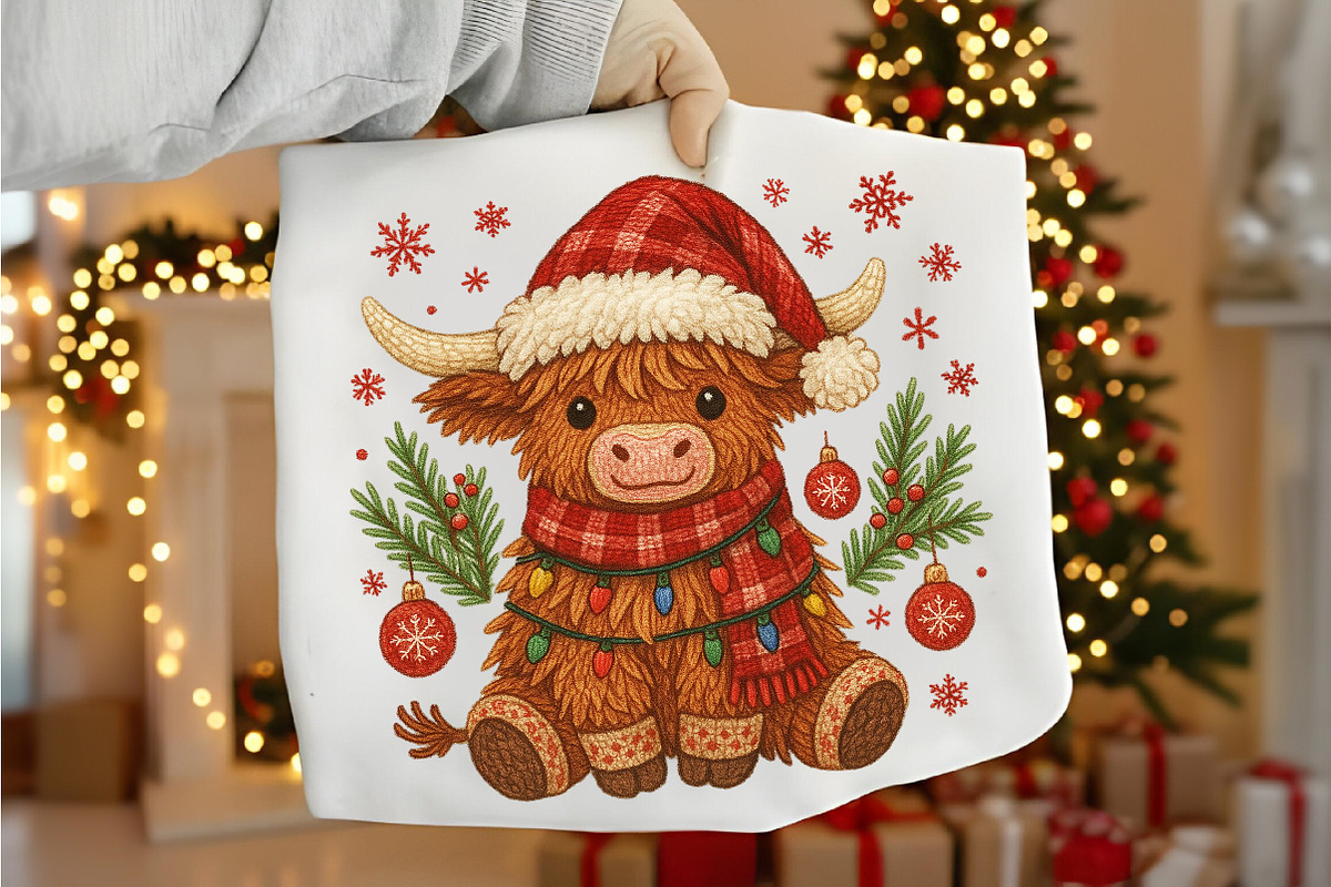Retro Patchwork Crochet Highland Cow, an Icon by Canvas Craft (Photo 1 of 5)