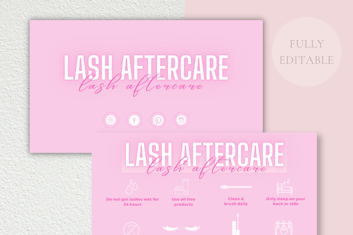 Lash Aftercare Card Template, a Card Template by YasdeyDesigns (Photo 1 of 8)
