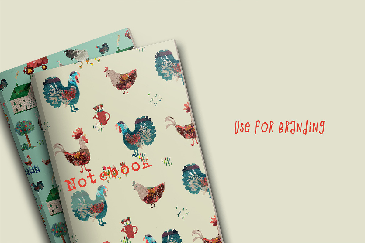 Watercolor Farm Animals patterns, a Pattern Graphic by watercolor kamill (Photo 7 of 7)