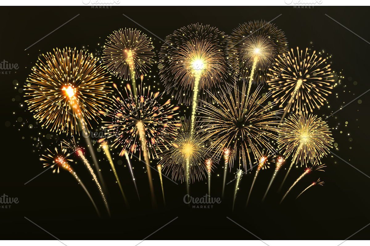 Golden fireworks burst, a Decorative Illustration by Yayasya (Photo 1 of 3)