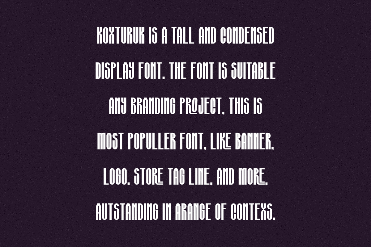 Koxturuk - Tall & Condensed Font, a Sans Serif Font by QR Design Studio (Photo 2 of 7)