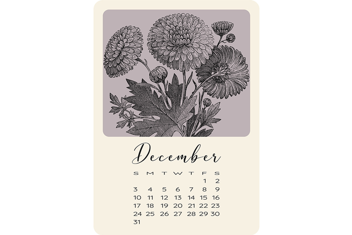 Calendar with monochrome flowers, a Stationery Template by NatalyN (Photo 13 of 13)