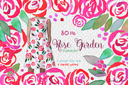 Rose Garden – Watercolor Clip Art, a Decorative Illustration by Sunshine Art Shop (Thumbnail 1 of 5)