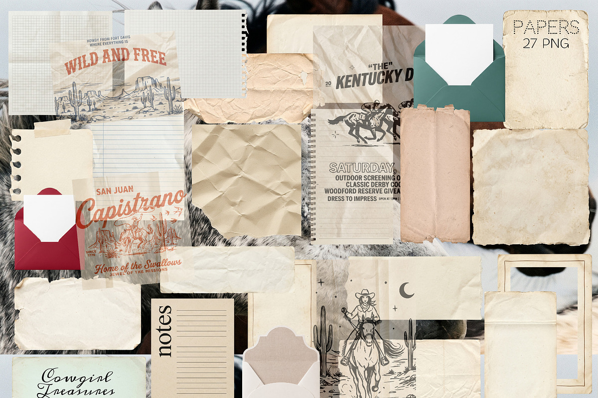 Vintage Western Scrapbook Kit, an Object Graphic by DreamoraArt (Photo 2 of 10)