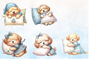 Watercolor Sleepy Puppies Collection, a Seasonal Illustration by Rose Art (Thumbnail 3 of 6)