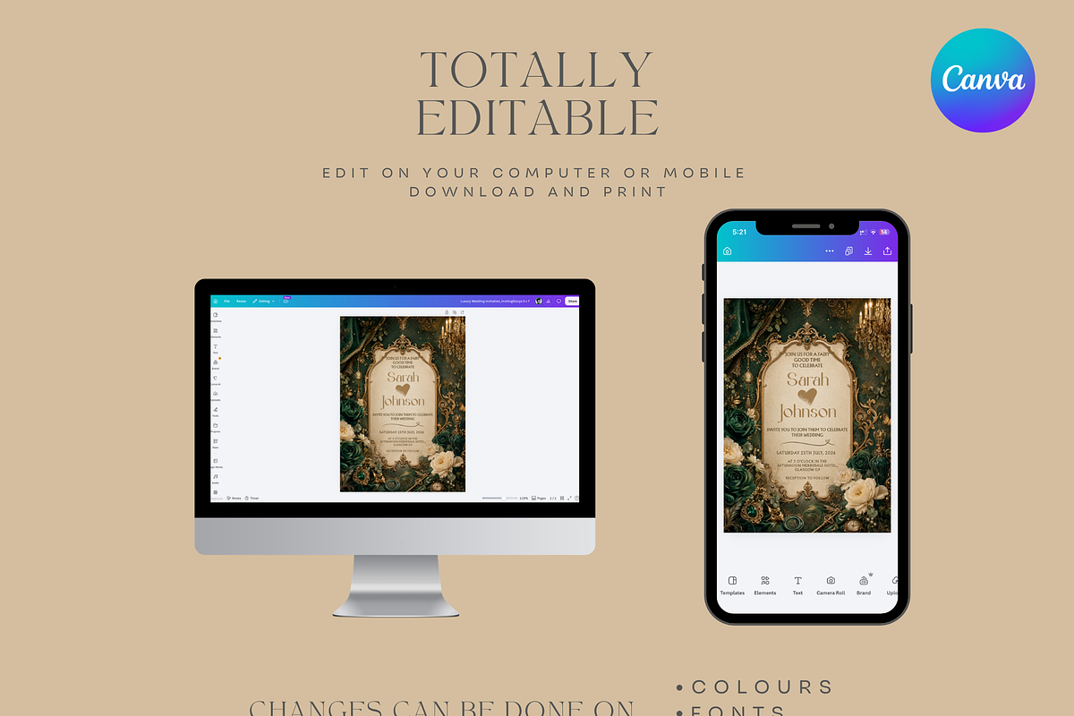 Luxury Wedding Invitation Template, an Invitation Template by InvitingStorys (Photo 8 of 12)