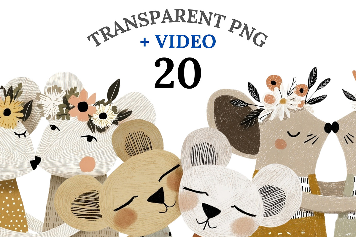20 Sister Mouse Clipart PNGs, an Animal Illustration by Pati Charm Studio (Photo 1 of 8)