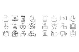 E-commerce icon set representing, a Technology Illustration by ZinetroN