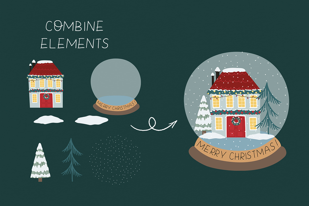 Christmas Houses Vector Clipart, a Seasonal Illustration by Jenny Quince (Photo 8 of 9)