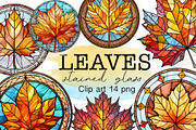 Autumn Leaves PNG Stained Glass, a Seasonal Illustration by Tanya Kart (Thumbnail 1 of 7)