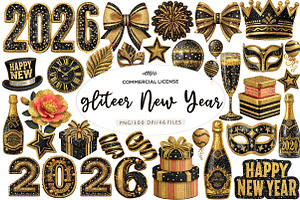 Gliteer New Year Clipart, an Illustration by CreationArt