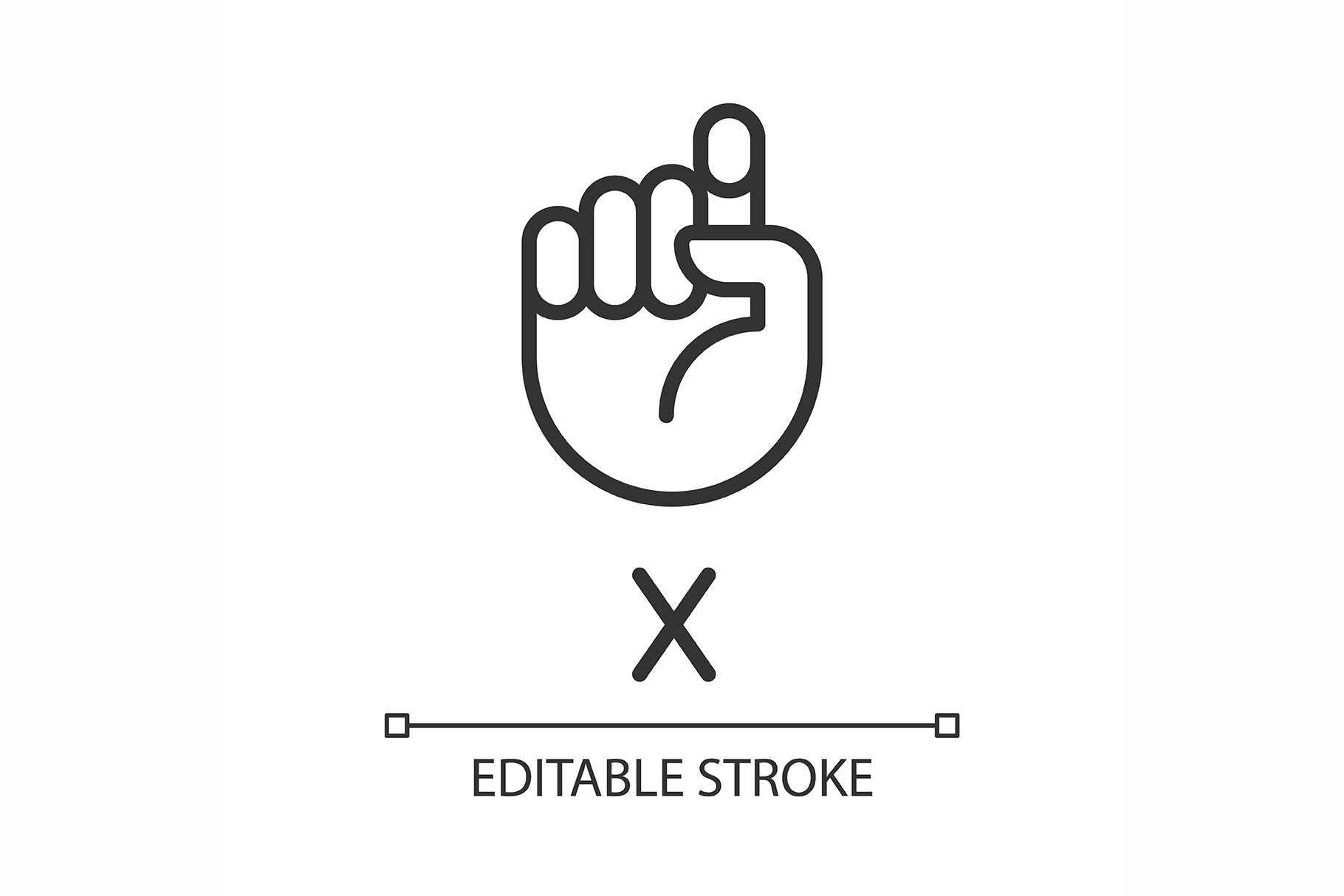Letter X in ASL pixel perfect linear, an Outline Icon by IMG Visuals