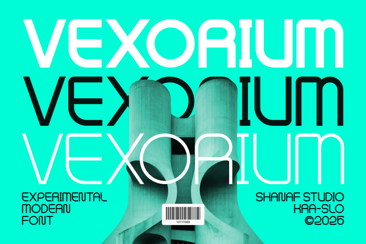 Vexorium Modern Experimental Font, a Font by PutraCetol Studio (Photo 1 of 5)